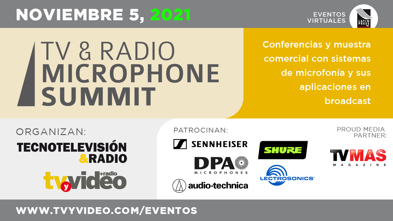 Conferencias y muestra comercial con sistemas de microfonía y sus aplicaciones en broadcast