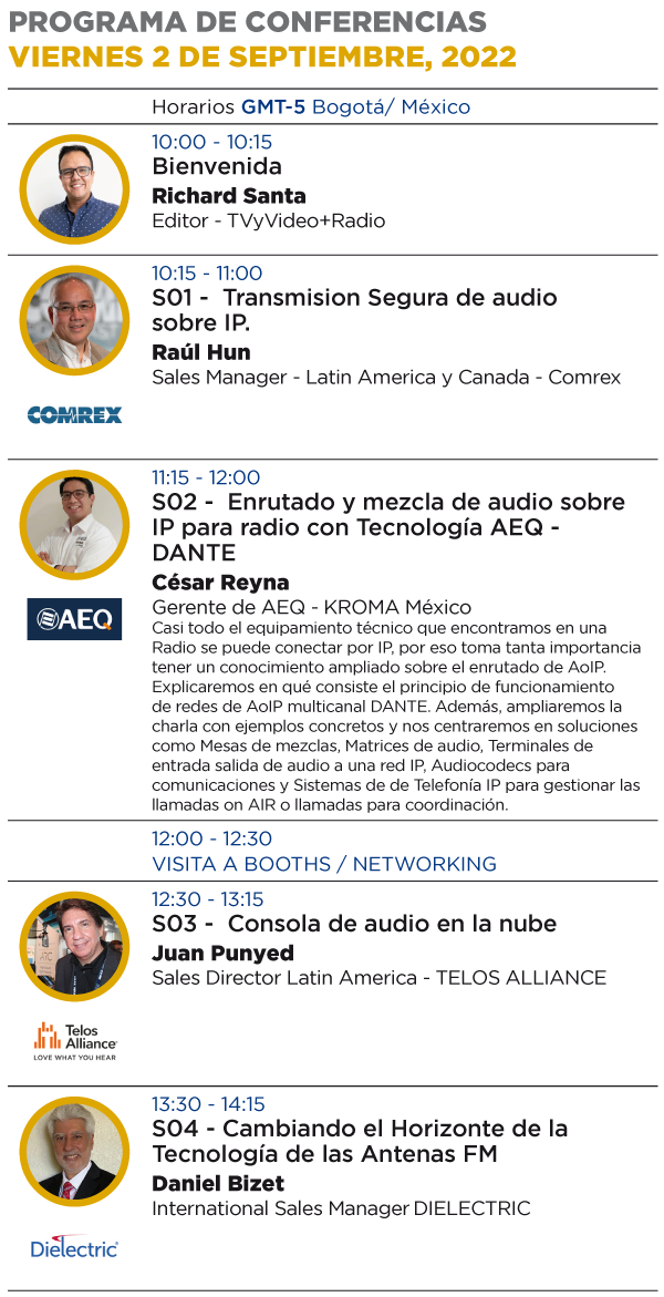 Conferencias y muestra comercial sobre tecnologías para la transmisión de radio.